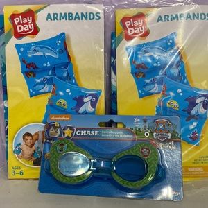 New boys swim bundle paw patrol goggles and swim arm bands